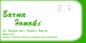 barna homoki business card